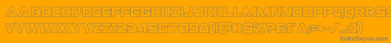 Libertyislandout-Schriftart – Graue Schriften auf orangefarbenem Hintergrund