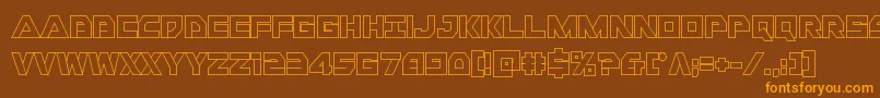 フォントLibertyislandout – オレンジ色の文字が茶色の背景にあります。