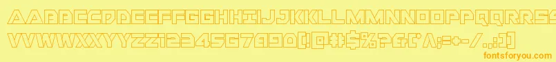 フォントLibertyislandout – オレンジの文字が黄色の背景にあります。