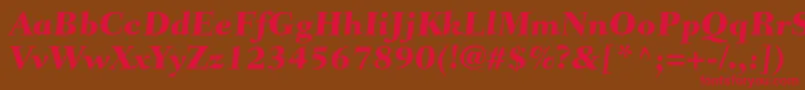 フォントFairfieldltstdCaptionheavy – 赤い文字が茶色の背景にあります。
