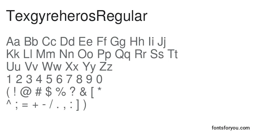 Schriftart TexgyreherosRegular – Alphabet, Zahlen, spezielle Symbole