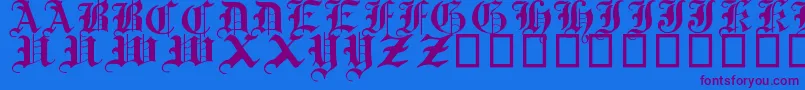 TraditionalGothic17thC Font – Purple Fonts on Blue Background