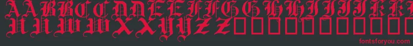 フォントTraditionalGothic17thC – 黒い背景に赤い文字