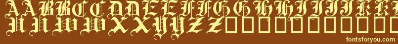 Więcej informacji o czcionce TraditionalGothic17thC Czcionka TraditionalGothic17thC – żółte czcionki na brązowym tle