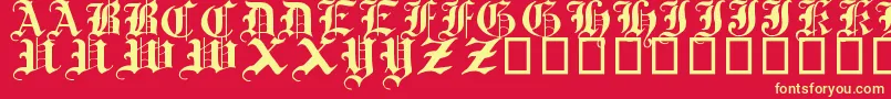 Weitere Informationen zur TraditionalGothic17thC-Schriftart TraditionalGothic17thC-Schriftart – Gelbe Schriften auf rotem Hintergrund