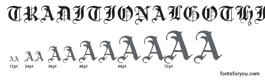 TraditionalGothic17thC Font Sizes