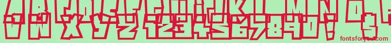 フォントPowerful – 赤い文字の緑の背景