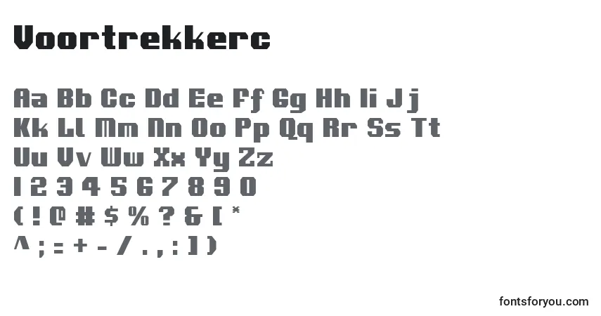 A fonte Voortrekkerc – alfabeto, números, caracteres especiais