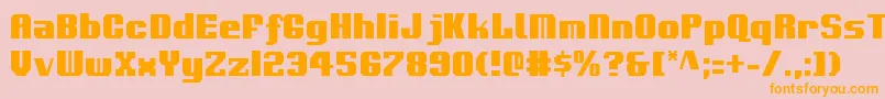フォントVoortrekkerc – オレンジの文字がピンクの背景にあります。