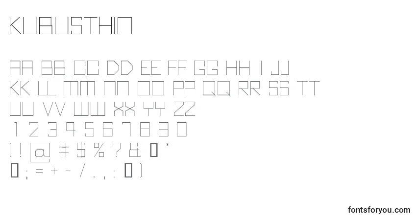 Шрифт KubusThin – алфавит, цифры, специальные символы