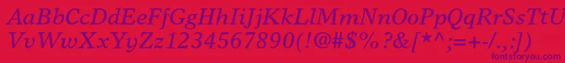 TimeseuropaltstdItalic Font – Purple Fonts on Red Background