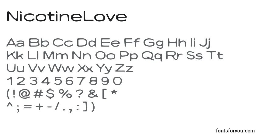Шрифт NicotineLove – алфавит, цифры, специальные символы