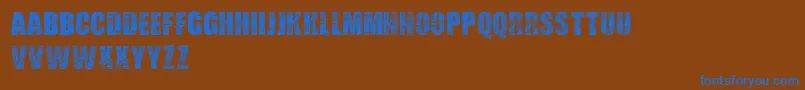 Fonte ScratchedLetters – fontes azuis em um fundo marrom