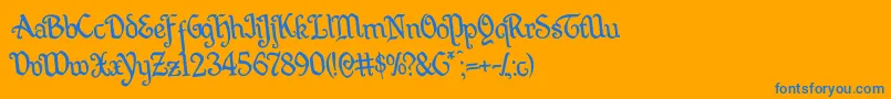 フォントQuillswordrotate – オレンジの背景に青い文字