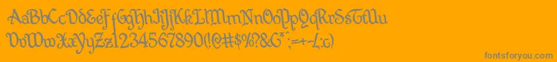 Quillswordrotate-Schriftart – Graue Schriften auf orangefarbenem Hintergrund