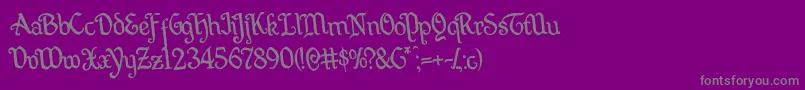 フォントQuillswordrotate – 紫の背景に灰色の文字