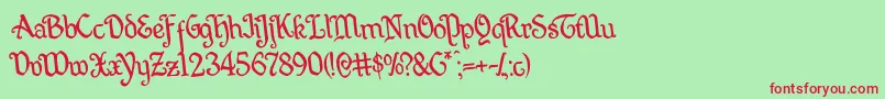 Quillswordrotate Font – Red Fonts on Green Background