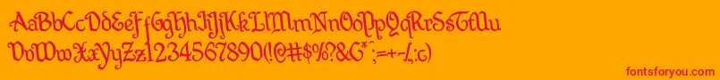 フォントQuillswordrotate – オレンジの背景に赤い文字