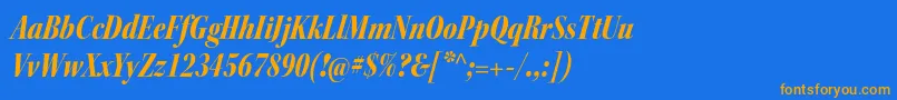 フォントKeplerstdBlackcnitdisp – オレンジ色の文字が青い背景にあります。