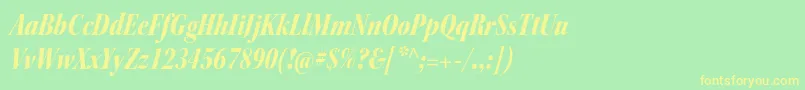 Fonte KeplerstdBlackcnitdisp – fontes amarelas em um fundo verde