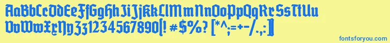 Grobedeutschmeister Font – Blue Fonts on Yellow Background