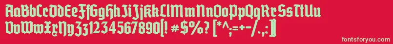 Grobedeutschmeister Font – Green Fonts on Red Background