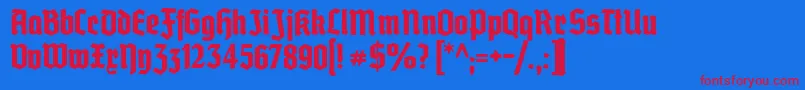 Grobedeutschmeister Font – Red Fonts on Blue Background