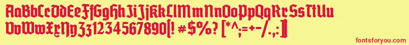 Grobedeutschmeister Font – Red Fonts on Yellow Background