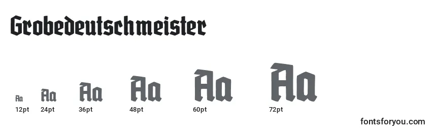 Размеры шрифта Grobedeutschmeister