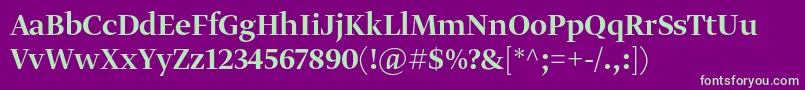 GretadisplayproMedium Font – Green Fonts on Purple Background