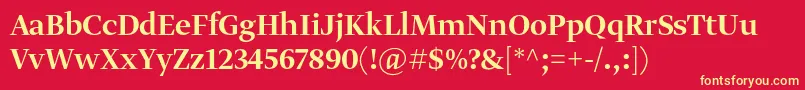 GretadisplayproMedium-Schriftart – Gelbe Schriften auf rotem Hintergrund