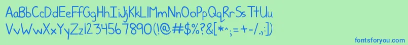 Kgjunebug Font – Blue Fonts on Green Background