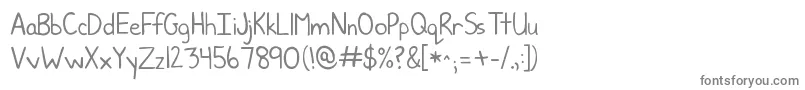 Kgjunebug-fontti – harmaat kirjasimet valkoisella taustalla