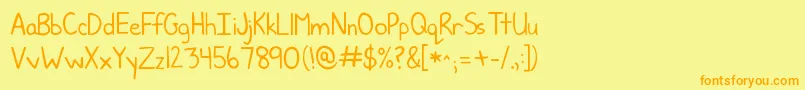 フォントKgjunebug – オレンジの文字が黄色の背景にあります。