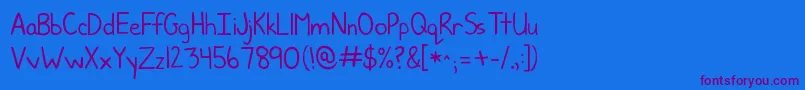 Kgjunebug Font – Purple Fonts on Blue Background