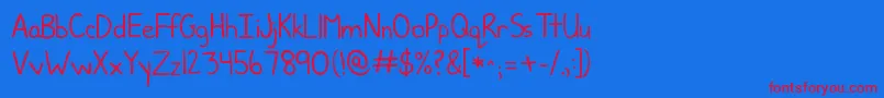 Kgjunebug Font – Red Fonts on Blue Background