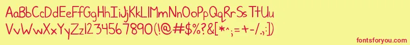 Kgjunebug Font – Red Fonts on Yellow Background
