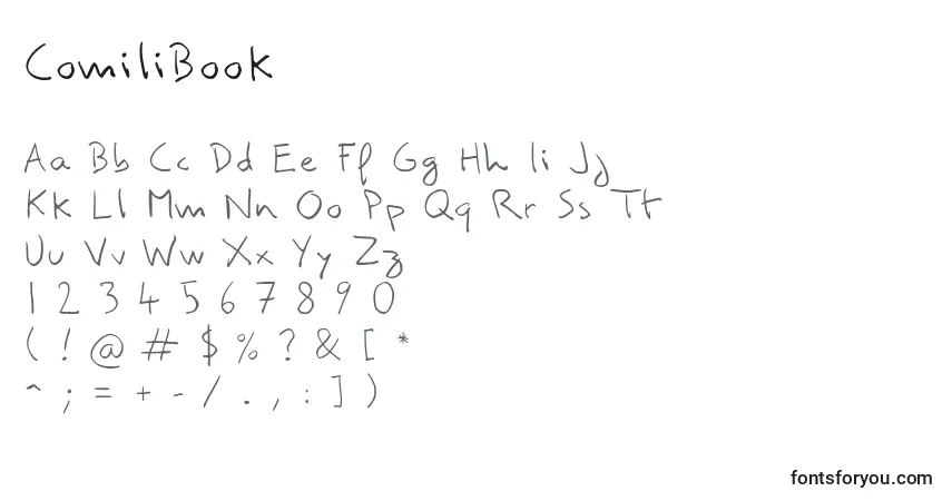 Czcionka ComiliBook – alfabet, cyfry, specjalne znaki