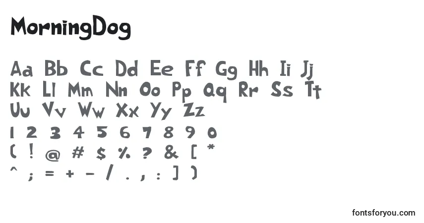 Czcionka MorningDog – alfabet, cyfry, specjalne znaki