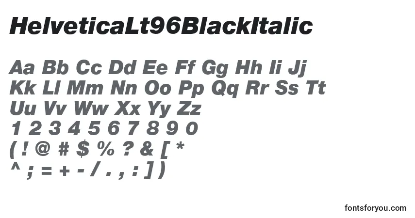 Schriftart HelveticaLt96BlackItalic – Alphabet, Zahlen, spezielle Symbole