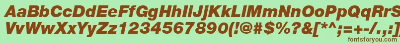 Fonte HelveticaLt96BlackItalic – fontes marrons em um fundo verde