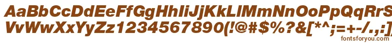 HelveticaLt96BlackItalic-fontti – ruskeat fontit valkoisella taustalla