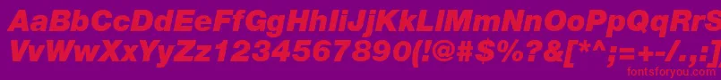 HelveticaLt96BlackItalic Font – Red Fonts on Purple Background