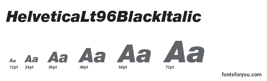 Rozmiary czcionki HelveticaLt96BlackItalic