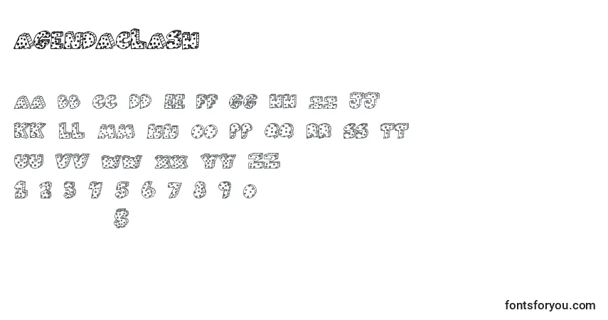 Czcionka Agendaclash – alfabet, cyfry, specjalne znaki