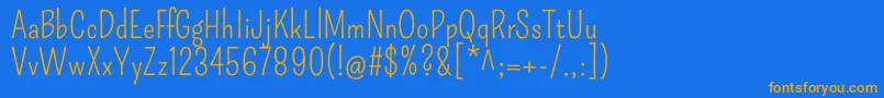 PompiereRegular-Schriftart – Orangefarbene Schriften auf blauem Hintergrund