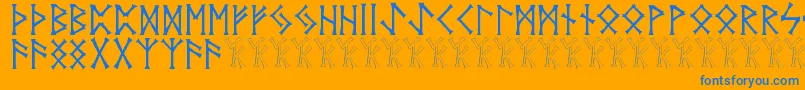 Vidnorse-Schriftart – Blaue Schriften auf orangefarbenem Hintergrund