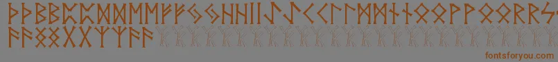 フォントVidnorse – 茶色の文字が灰色の背景にあります。