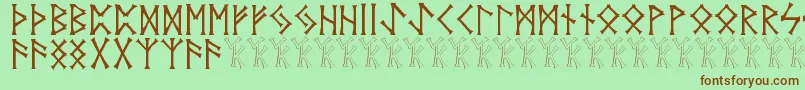 Vidnorse-Schriftart – Braune Schriften auf grünem Hintergrund