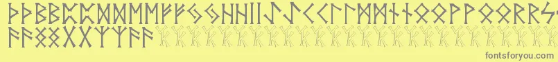 Vidnorse-Schriftart – Graue Schriften auf gelbem Hintergrund